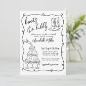 手引きブーツ及び泡立ちブライダルシャワー 招待状 (スタンド正面)