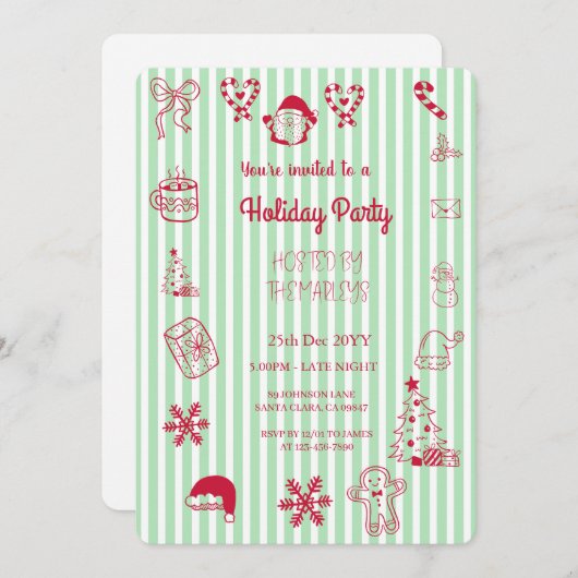 手引き休日お洒落パーティー 招待状 (正面/裏面)