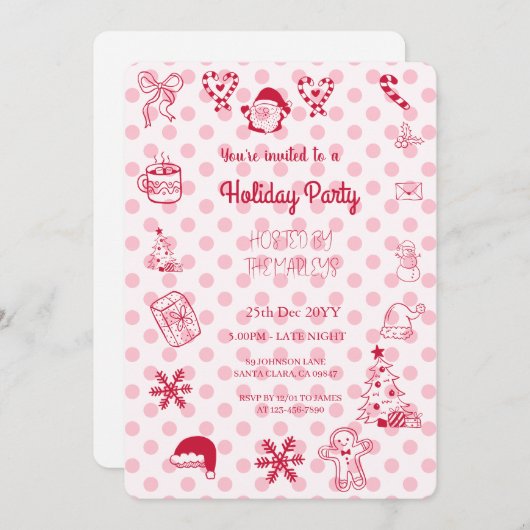 手引き休日お洒落パーティー 招待状 (正面/裏面)