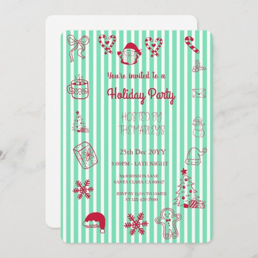 手引き休日お洒落パーティー 招待状 (正面/裏面)