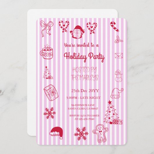 手引き休日お洒落パーティー 招待状 (正面/裏面)