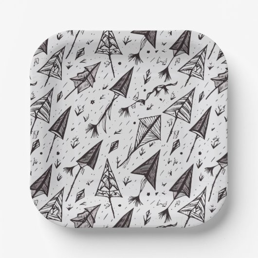 手引き凧と矢印の姿 ペーパープレート (正面)