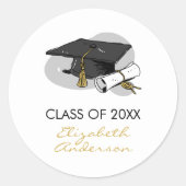 手引き卒業キャップシールシール ラウンドシール (正面)