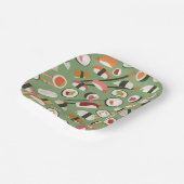 手引き寿司のおいしさの繰り返し柄 ペーパープレート (傾斜あり)