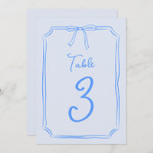 手引き弓かわいいコケットブルーテーブル番号 (正面/裏面)