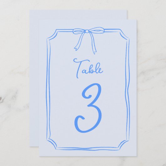 手引き弓かわいいコケットブルーテーブル番号 (正面/裏面)