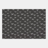 手引き弓の休日ラッピング紙 – 黒 ラッピングペーパーシート (正面2)