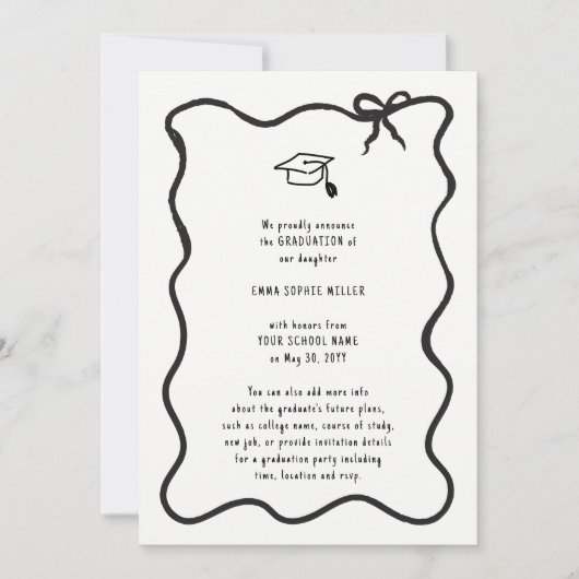 手引き弓の卒業発表 招待状 (正面)