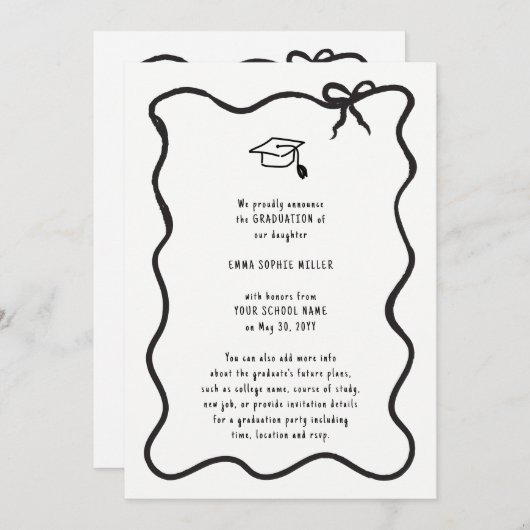 手引き弓の卒業発表 招待状 (正面/裏面)