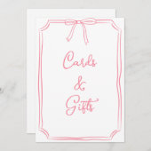 手引き弓コケットピンクカードとギフトサイン (正面/裏面)
