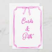手引き弓コケットピンクカードとギフトサイン (正面/裏面)
