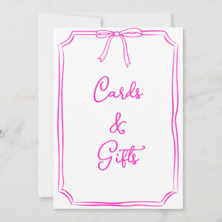 手引き弓コケットピンクカードとギフトサイン