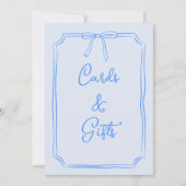 手引き弓コケット青いカードとギフトサイン (正面)