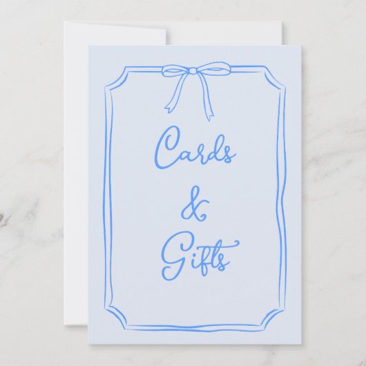 手引き弓コケット青いカードとギフトサイン (正面)