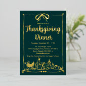手引き弓フレーム饗宴サンクスギビングディナー 箔招待状 (立ち正面)