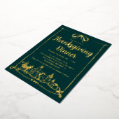 手引き弓フレーム饗宴サンクスギビングディナー 箔招待状 (回転した状態)