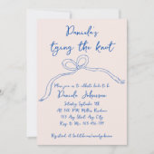 手引き弓ブルー結び結びブライダルシャワー 招待状 (正面)