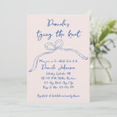 手引き弓ブルー結び結びブライダルシャワー 招待状 (スタンド正面)