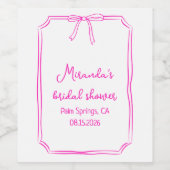 手引き弓ホットピンクパーソナライズされたブライダルシャワー ワインラベル (シングルラベル)