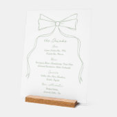 手引き弓ホワイトグリーン結婚バー アクリルサイン (傾斜)