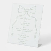 手引き弓ホワイトグリーン結婚バー 台座サイン (正面)