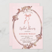 手引き弓枠エレガントドットブライダルシャワー 招待状 (正面/裏面)