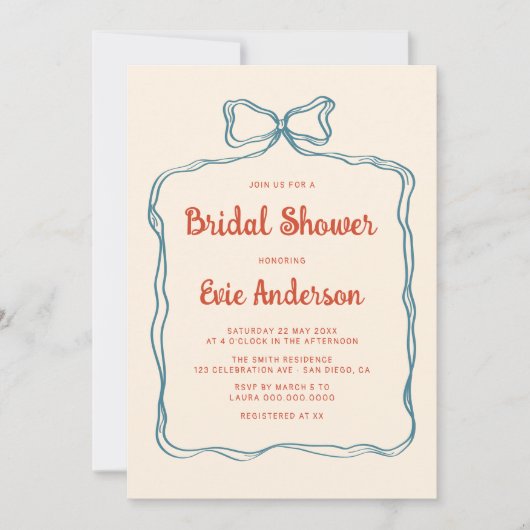 手引き弓枠ブライダルシャワー 招待状 (正面)