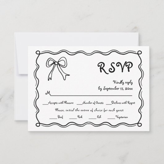 手引き弓縁どお洒落結婚角 出欠カード (正面)