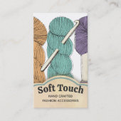 手引き撚り糸のハンクの斜め針編みフック 名刺 (正面)