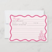 手引き波状フレームレトロピンクボウレシピカード 招待状 (正面)