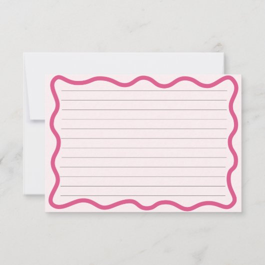 手引き波状フレームレトロピンクボウレシピカード 招待状 (裏面)