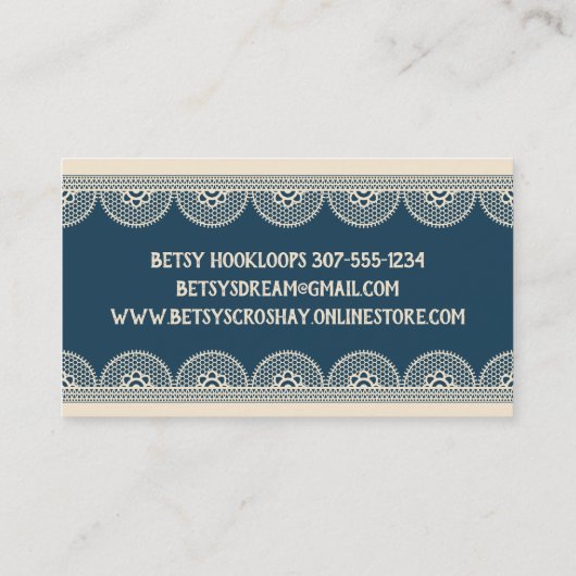 手引き糸のかぎ針がみすぼらしいレースの工芸品 名刺 (裏面)