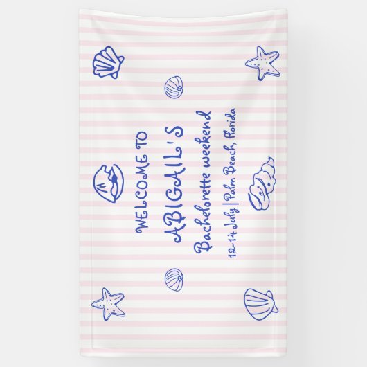 手引き貝殻バチェロレッテ歓迎 横断幕 (縦)