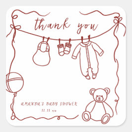 手引き赤ちゃん服の赤ちゃんシャワー感謝していユー スクエアシール