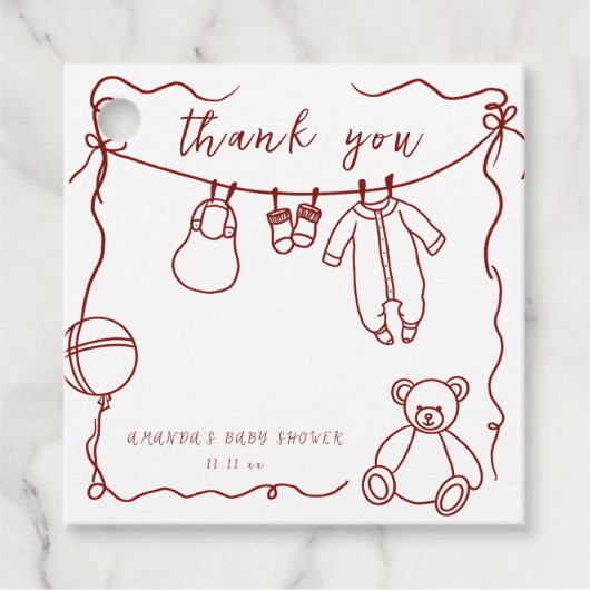 手引き赤ちゃん服の赤ちゃんシャワー感謝していユー フェイバータグ (正面)