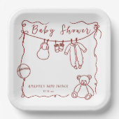 手引き赤ちゃん服の赤ちゃんシャワー ペーパープレート (正面)