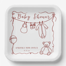 手引き赤ちゃん服の赤ちゃんシャワー ペーパープレート