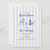 手引き食イタリアン品ストライプのブライダルシャワー 招待状 (正面)