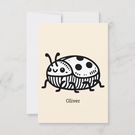 手引き魅力的甲虫イラストレーション サンキューカード (正面)