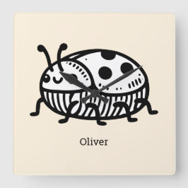 手引き魅力的甲虫イラストレーション スクエア壁時計