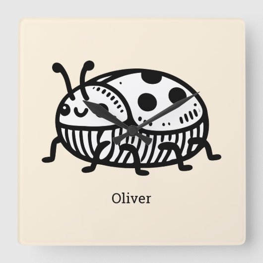 手引き魅力的甲虫イラストレーション スクエア壁時計 (正面)