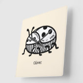 手引き魅力的甲虫イラストレーション スクエア壁時計 (傾斜)