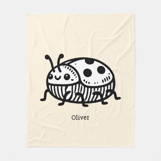 手引き魅力的甲虫イラストレーション フリースブランケット (正面)