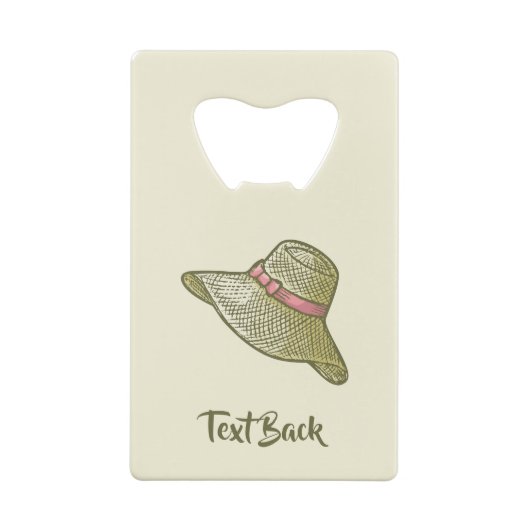 手引き麦藁帽子イエロー クレジットカード栓抜き (裏面)