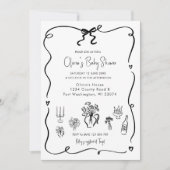 手引き黒弓ベビーシャワー 招待状 (正面)