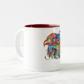 手彩色のバードマグカップ – 落ち着いた自然インスパイアAr ツートーンマグカップ (正面左)