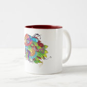 手彩色のバードマグカップ – 落ち着いた自然インスパイアAr ツートーンマグカップ (正面右)