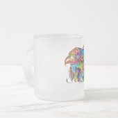 手彩色のバードマグカップ – 落ち着いた自然インスパイアAr フロストグラスマグカップ (正面左)