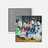手彩色ヴィンテージ芸者集まり マグネット (正面/裏面)