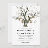 手彫りのオークの木とランタンが特徴のナチュラルウェディング 招待状 (正面)